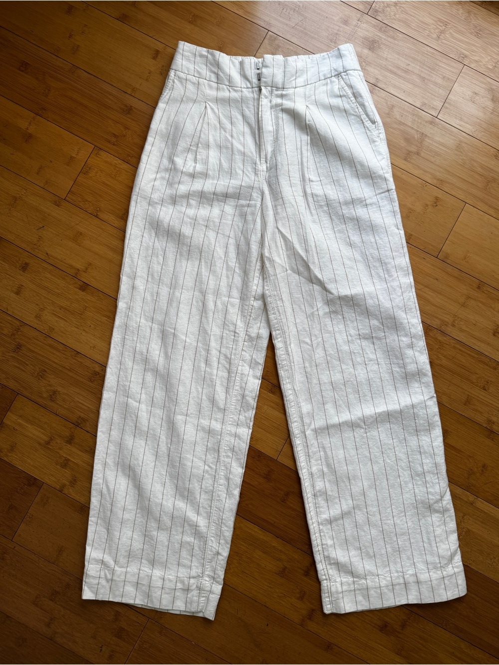GAP White Pinstripe Wide-Leg High-Rise Pants